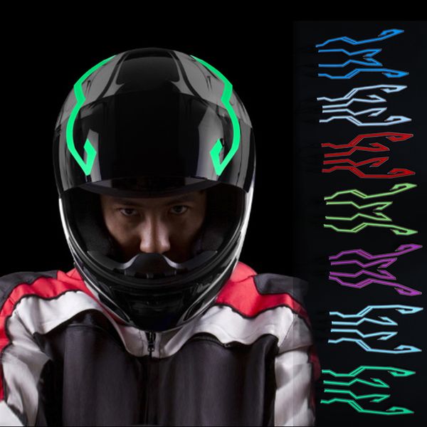 Casco da moto Luci a LED Barra luminosa fredda Lampeggiante Striscia riflettente Motocross Bike Night Segnale luminoso Adesivo universale