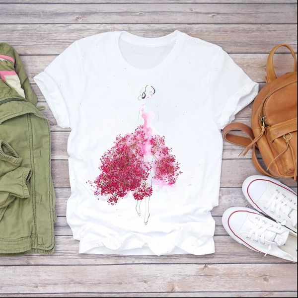 

womens t shirts cartoon printing harajuku floral ladies flower lady floral women print ladies t graphic female tee t shirt, White