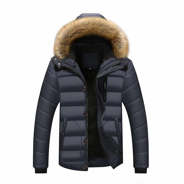

20 'c hooded fleece warm brand winter trim jacket autumn resistant men fur coats wind jacket mens cotton padded 2021 thick muls mklio, Black
