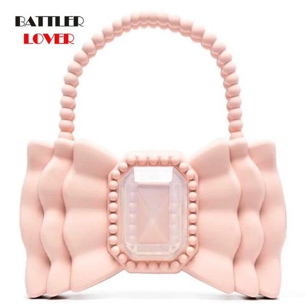 Borse da sera Cute Sweet Bow Gel di silice Jelly Borsa per le donne 2021 Bowknot Designer Solid Kawaii Borse Ladies Day Clutch Purse Top Quality