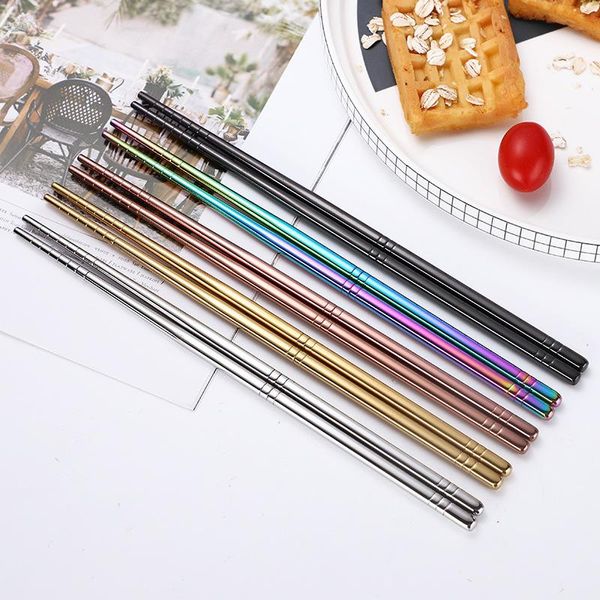 

chopsticks 1 pair stainless steel portable non-slip sticks tableware