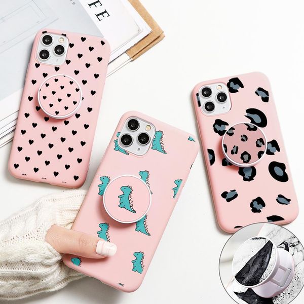 

cartoon cute fold finger grip print phone holder cases for iphone x xs xr 11 pro max 6s 7 8 plus 5 5s se 2020 case stand bracket