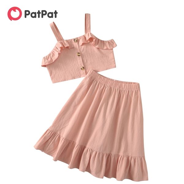 

arrival summer pretty kid girl ruffled layers skirt set 210528, White