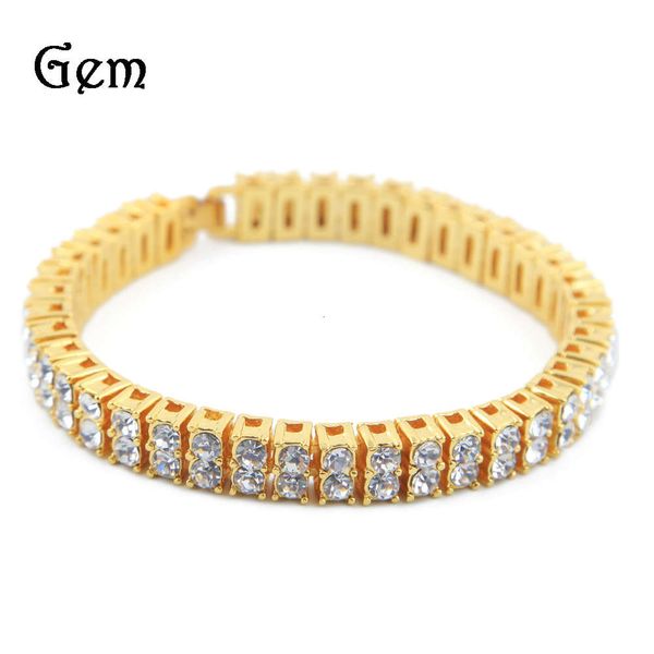 

hip hop 2 drainage diamond bracelet men's hiphop alloy fashion bracelet popular hand accessories nb02, Silver