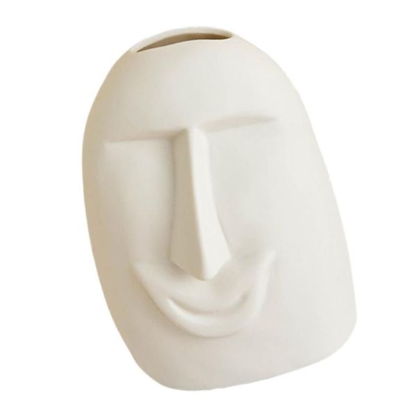 

vases 1pc abstract art vase human face shaped flower pot deskornament white