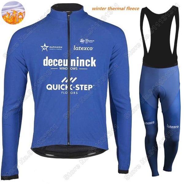 

racing sets 2021 pro team quick step cycling jersey men winter thermal fleece long sleeve set bike clothing maillot cyclisme ropa ciclismo, Black;blue