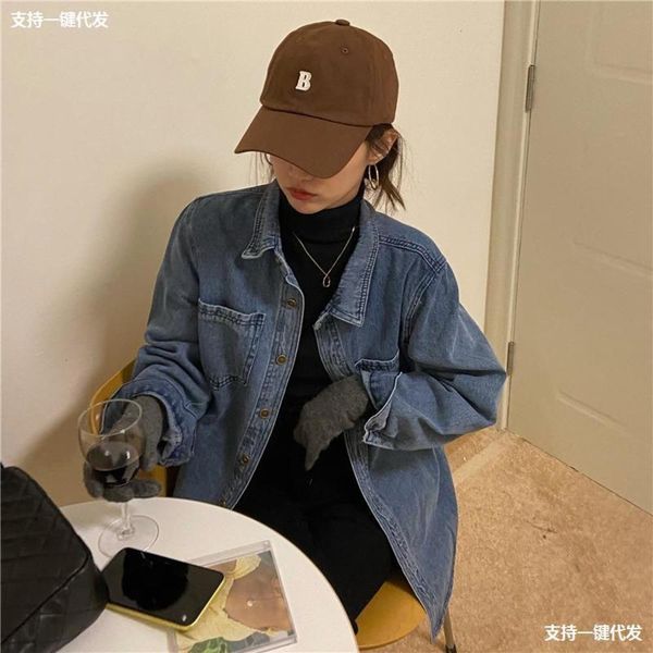 

cool small denim women's fashion korean loose and versatile casual jacket spring 2021 new, Black;brown