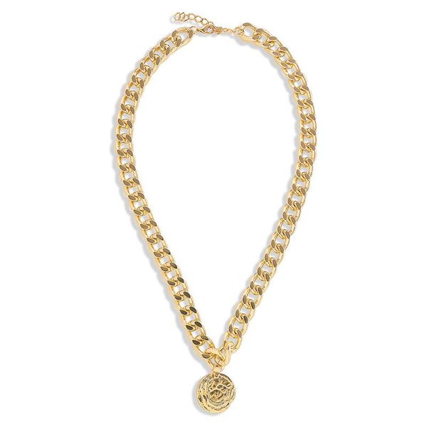 

pendant necklaces trendy gold color plating coin necklace for women girl, Silver