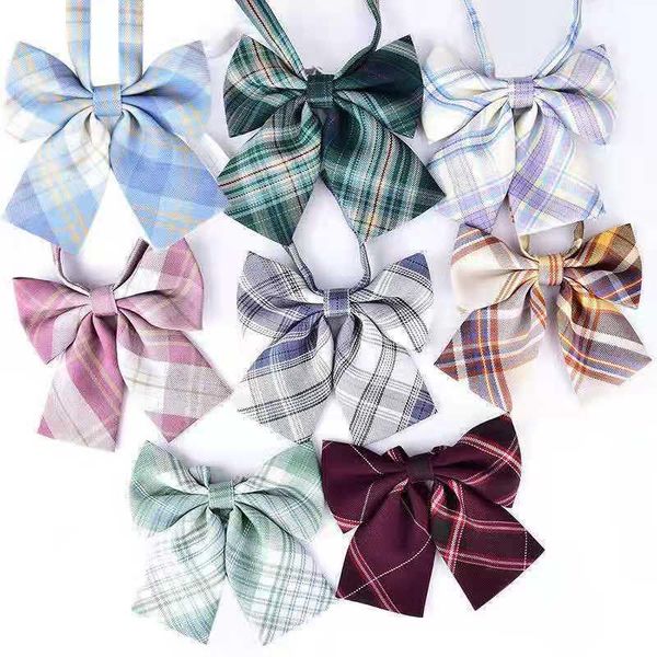 

neck ties collar checkered uniform school college style girl japanese sailor suit bow accessories for women, Blue;purple