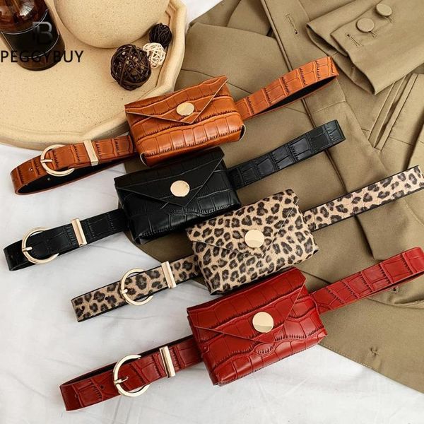 

waist bags women vintage pu leather envelope shape alligator leopard pattern bag female solid color party belt phone coin purse