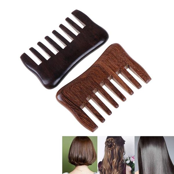 

hair brushes 1pcs natural wood comb wide tooth detangler sandalwood waist massage 2 colors, Silver