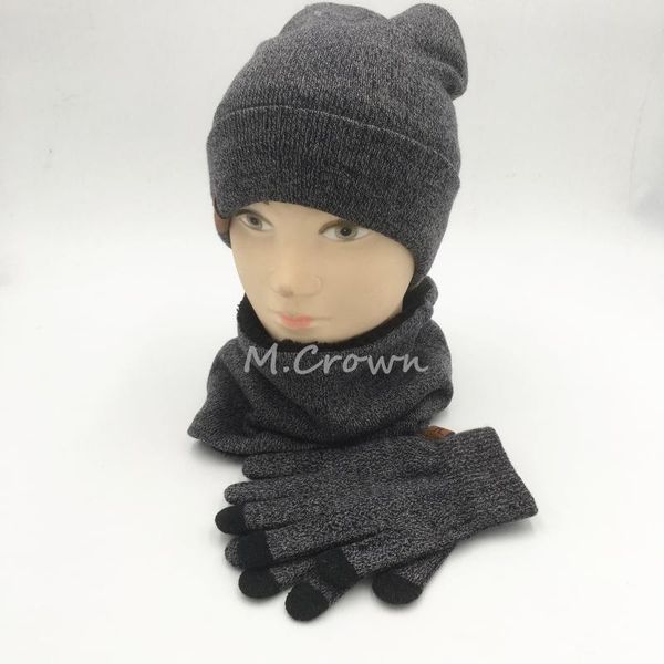 

hats, scarves & gloves sets winter warm fashion simple adults men's knitted hat cap+scarf+gloves, Blue;gray
