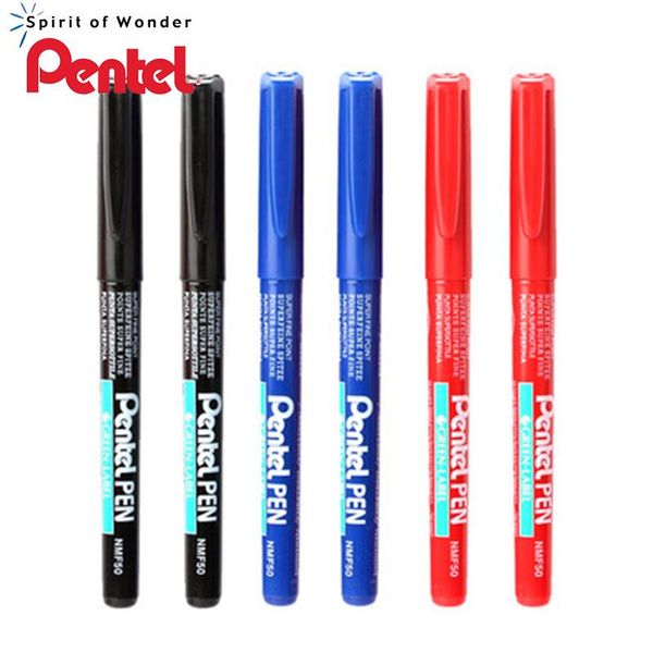 

gel pens 6 pcs/lot pentel nmf50 green-label marker sketch pen oil needle 0.6m 3 color office & school supplies
