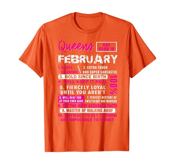 

queens are born in february gifts 10 facts funny birthday t-shirt, White;black