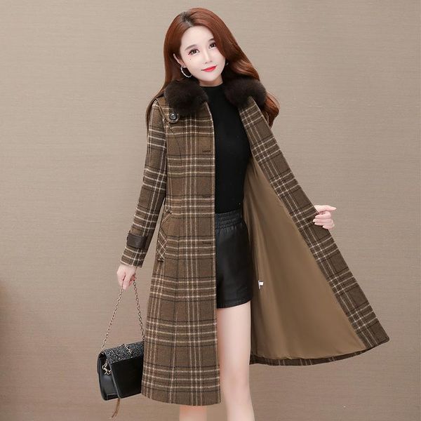 

women's wool & blends fashion tall tweed coat style in winter 2021, Black