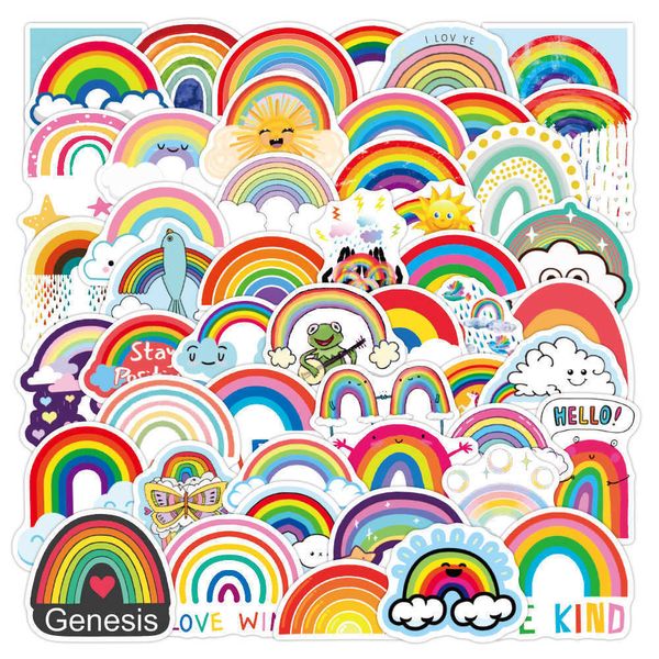 Neue Regenbogenbrücken-Aufkleber, 10/50 Stück, Cartoon, Kinderspielzeug, auf Laptop, Kühlschrank, Telefon, Auto