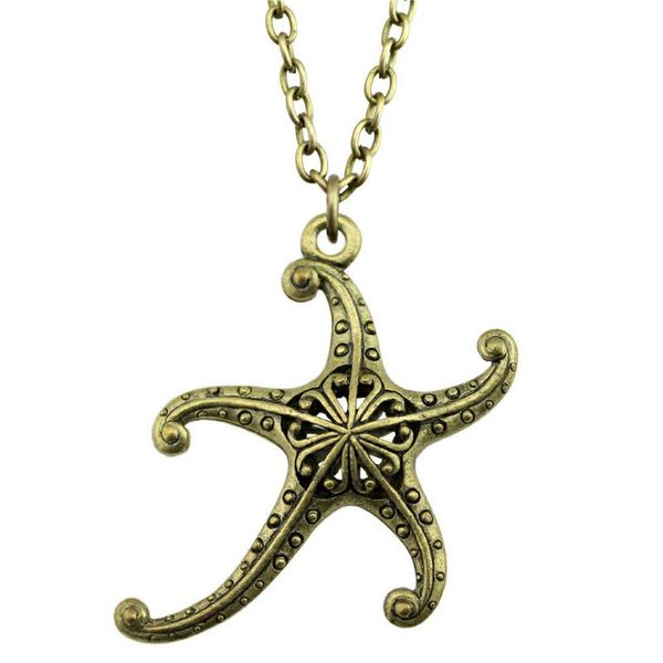 

pendant necklaces 1 piece 45x43mm 3d hollow starfish charms necklace for women drop supplier pendants female gift, Silver