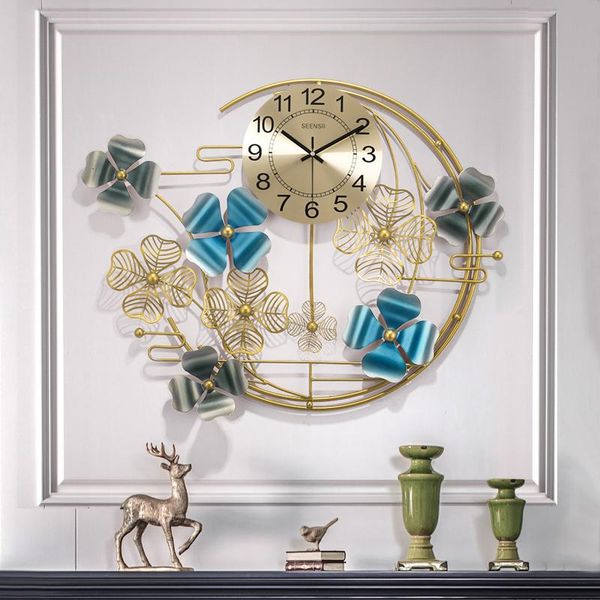 

chinese four-leaf clover wrought iron wall clocks wall stickers lobby mural decoration home livingroom hanging crafts