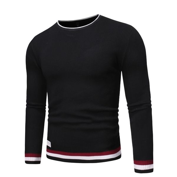 

de algodÃ³n alta calidad marca para hombre manga larga jerseys cuello redondo punto casual ropa 210918, White;black