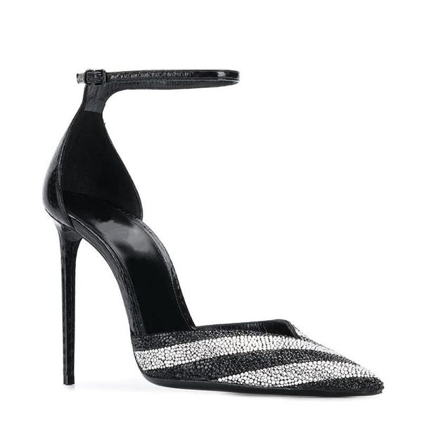 

dress shoes summer style black stiletto high-heeled rhinestone sandals banquet large size all-match women's single