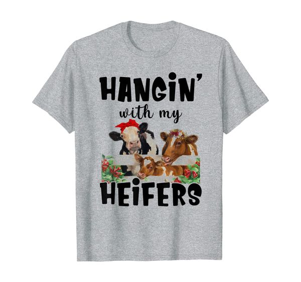 

farmer hangin with my heifers flower t-shirt, White;black