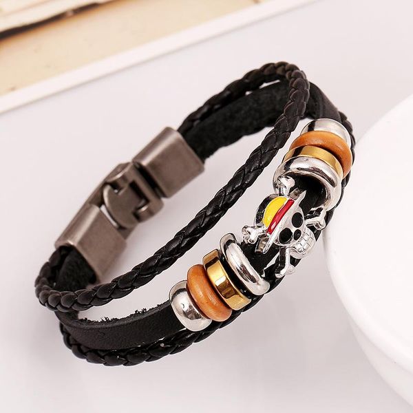 

charm bracelets casual retro simple fashion hand-woven beaded leather bracelet alloy punk wind men's hand rope wild, Golden;silver
