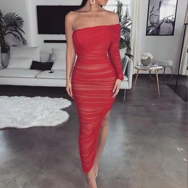 

red celebrity a shoulder crocheted rayon long bandage dressed up elegant party dress k3gl, White