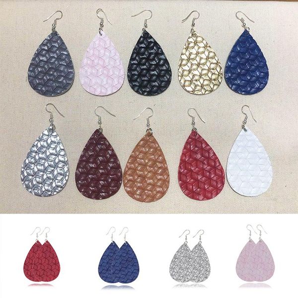 

dangle & chandelier faux leather earrings teardrop earring set lightweight antique leaf print petal drop for women fashion decor, Silver