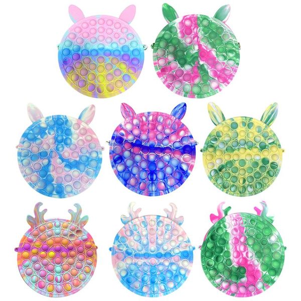 

storage bags push bubble sensory toys rainbow backpack shoulder mommy bag reliver stress squeeze funny silicone reusable multiple-uses gift