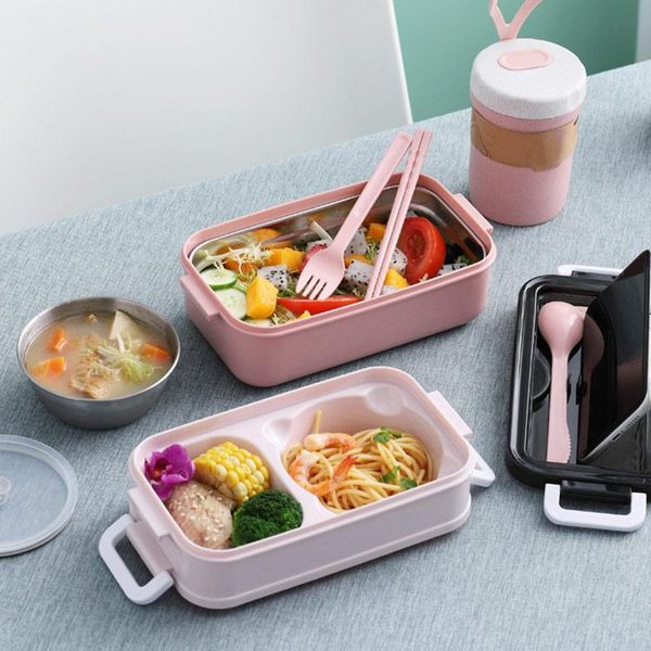 

dinnerware sets microwave lunch box portable 2 layer container healthy bento boxes lunchbox with tableware practica