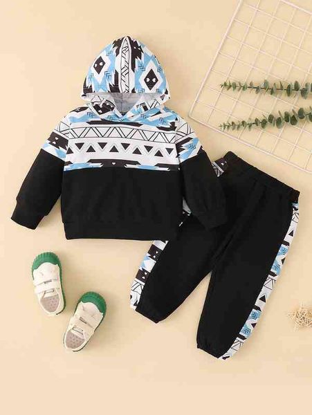 

baby geo print hoodie & sweatpants she, White