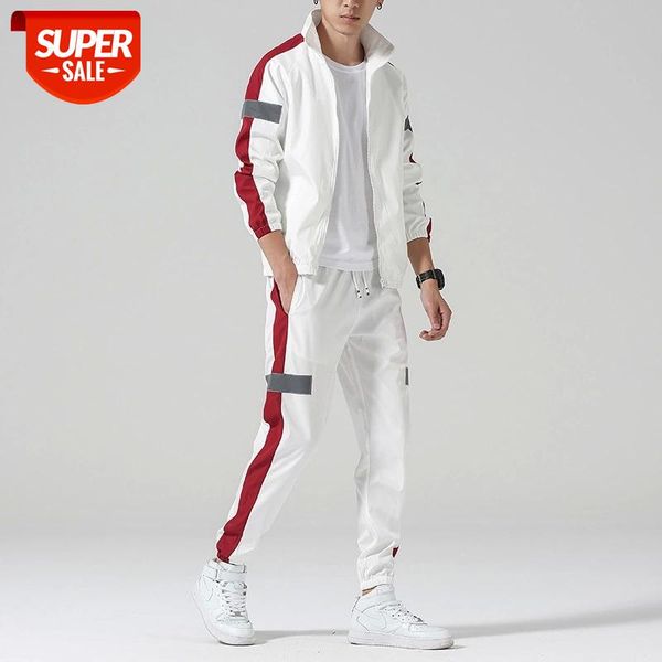 

Mens Fashion Sports Pants Set 2 Pieces Suit New Long Sleeve Zipper Hooded Coat+Running Trouser Casual Spring Autumn Sport Suits #ki5s, Gray