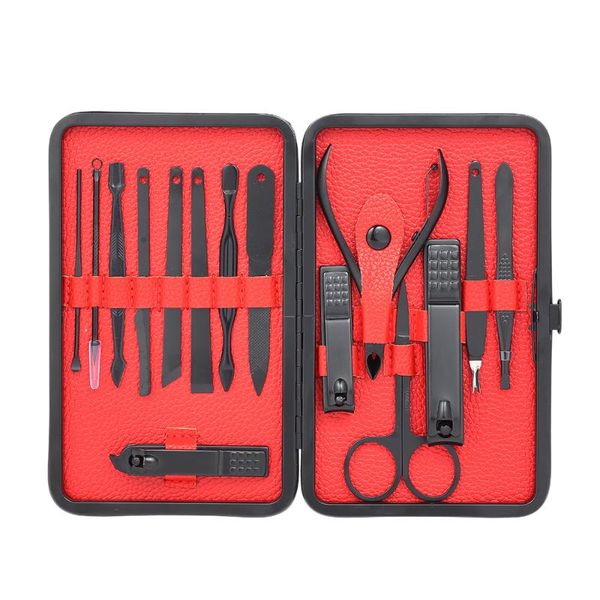 

nail art kits 15pcs stainless steel manicure tools set pedicure scissor tweezer knife earpick clipper kit with storage case