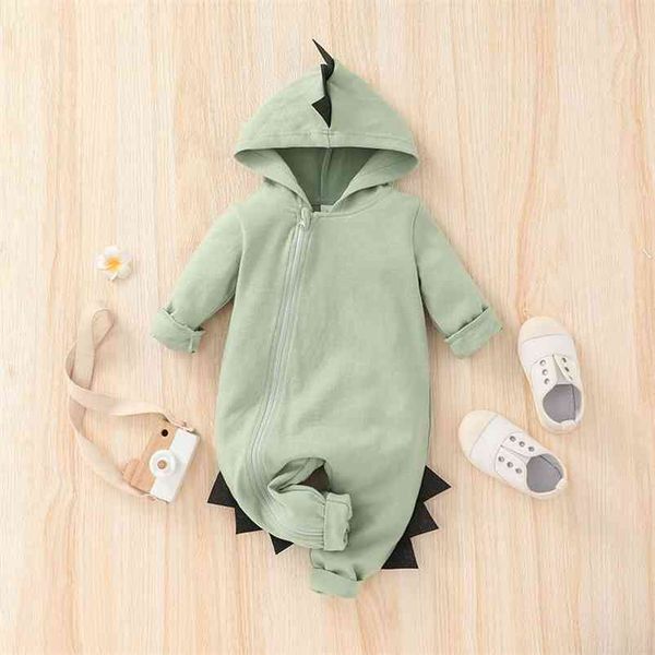

infant born baby romper winter long sleeve zipper hooded dinosaur modeling cute rompers clothes outfits 210629, Blue