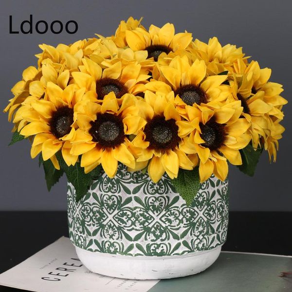 

decorative flowers & wreaths simulation 6 bundle sunflower head wedding ceremony flower fake greenery creepers