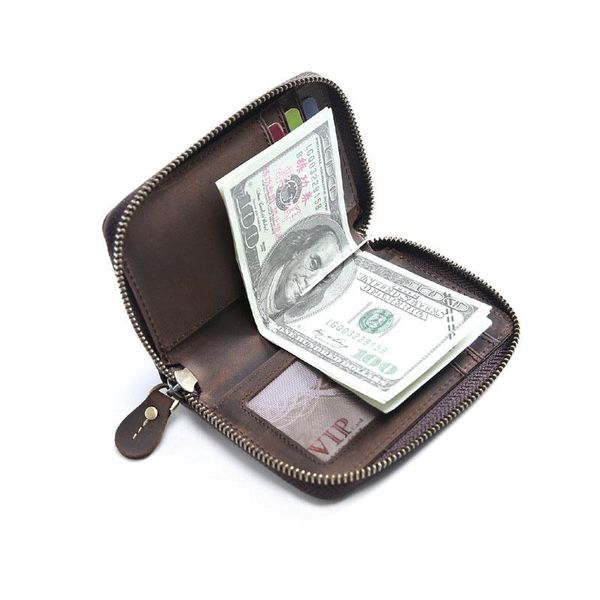 

card holders siku leather men's wallet case handmade crazy horse id holder distress, Brown;gray