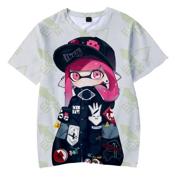 

shooting game splatoon 3d cool t-shirt cool streetwear casual cartoo kids tshirt fashion summer children's sports breathable top, White;black