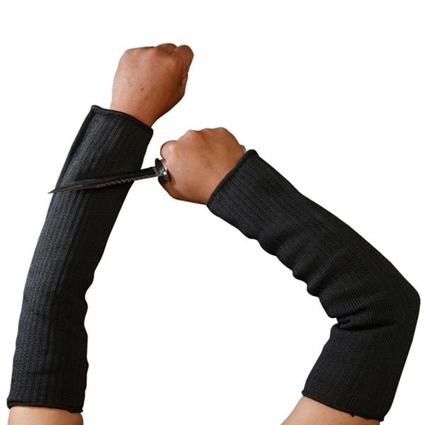 

steel wire arm protector high-strength polyester sleeve metal strengthen level 5 anti-cutting labor protection wrist protector, Black;gray