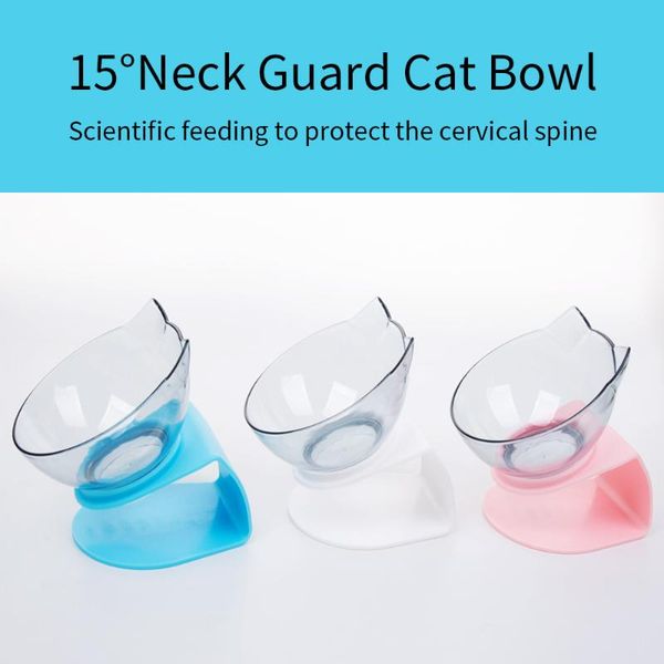 

pet supplies transparent cat bowl with stand feeder water small dogs 15 degrees tilt adjustable neck guard