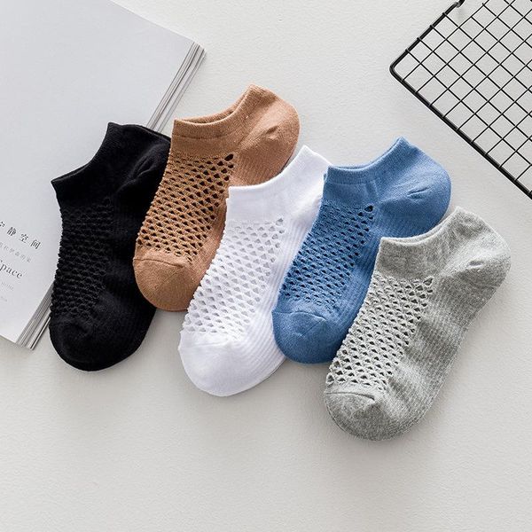 

men's socks summer hollow out invisible boat matching anti-skidding comfortable ventilation cotton material, Black
