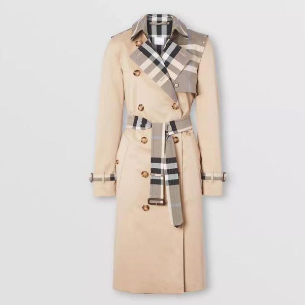 

women's trench coats long classic windbreaker waterproof british high-end english style autumn winter gabadian solid color size coat f4, Tan;black