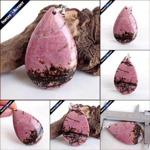 Fashion Real Rhodonite Ciondolo in pietra naturale Cabochon Perline Pendenti di collana a goccia Creazione di gioielli Gemma Accessorio 1 PZ