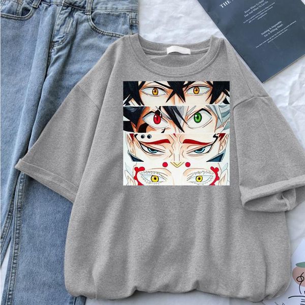 

women's t-shirt black clover anime style printing womens tshirts street loose t shirts hip hop slim short sleeve casual shirt for women, White