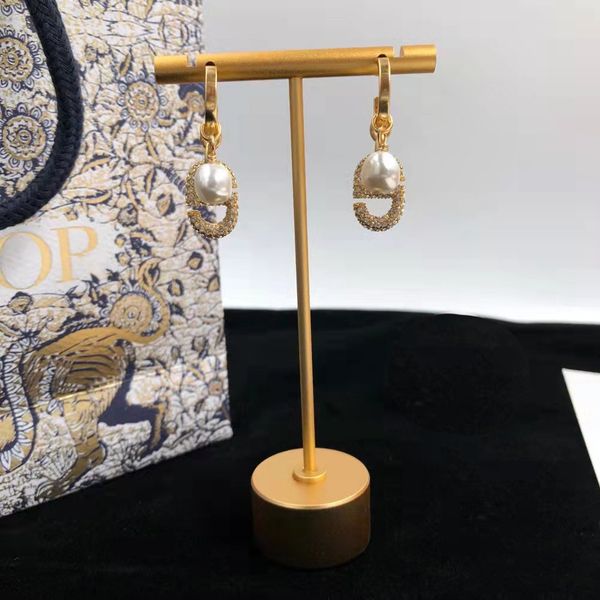 

new diamond studded letter earrings pearl classic new earrings black friday deals, Golden