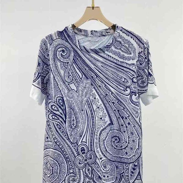 

70% off outlet online autumn fashion casual pullover women's clothing runway elegant print o-neck short sleeves cotton t-shirt, White