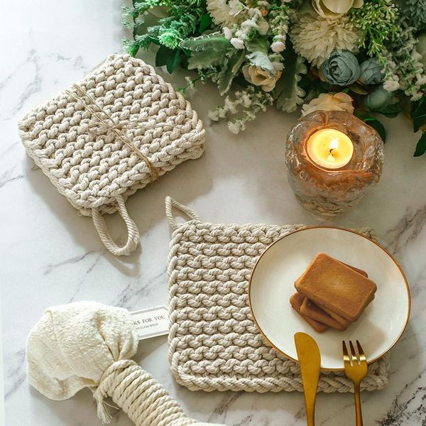 

mats & pads european style cotton heat insulation table pan pot mat placemat non-skid holder