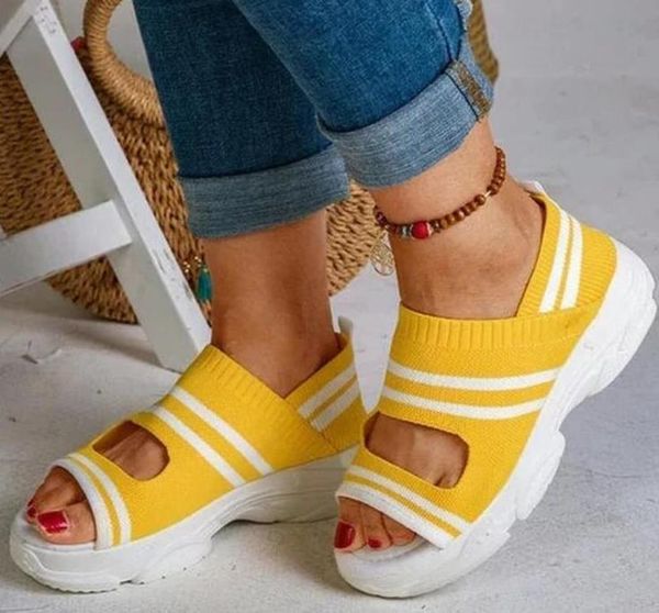 

2021 women sport sandals wedge hollow out women sandalias outdoor cool platform shoes open-toed beach summer shoes, Black