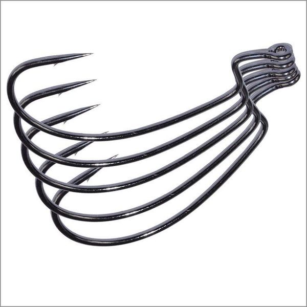 

fishing hooks 10pcs/ set hook carbon steel wide crank offset fishhook for soft worm lure 2#-5l0# bass barbed carp