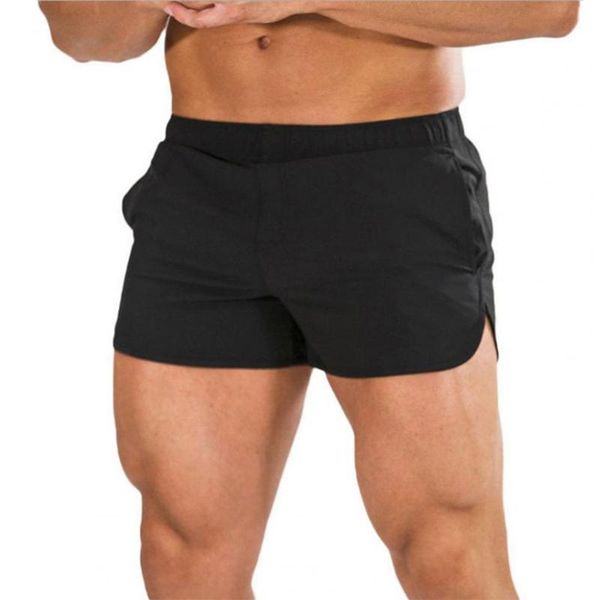

running shorts Â men gyms workout flexible sportswear polyester breathable convenient to wear for fitness center, Black;blue