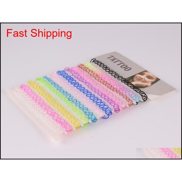 

tattoo rainbow chokers necklace vintage necklaces stretch henna gothic punk elastic women's jewelr jllyit dh_garden, Silver